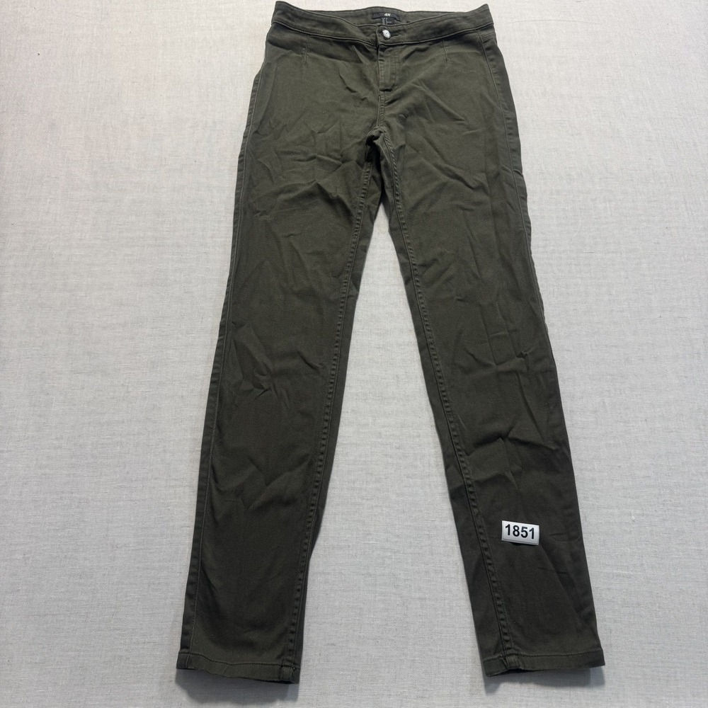 H&M Skinny Trousers Womens Sz 6 Olive Green Pre-owned